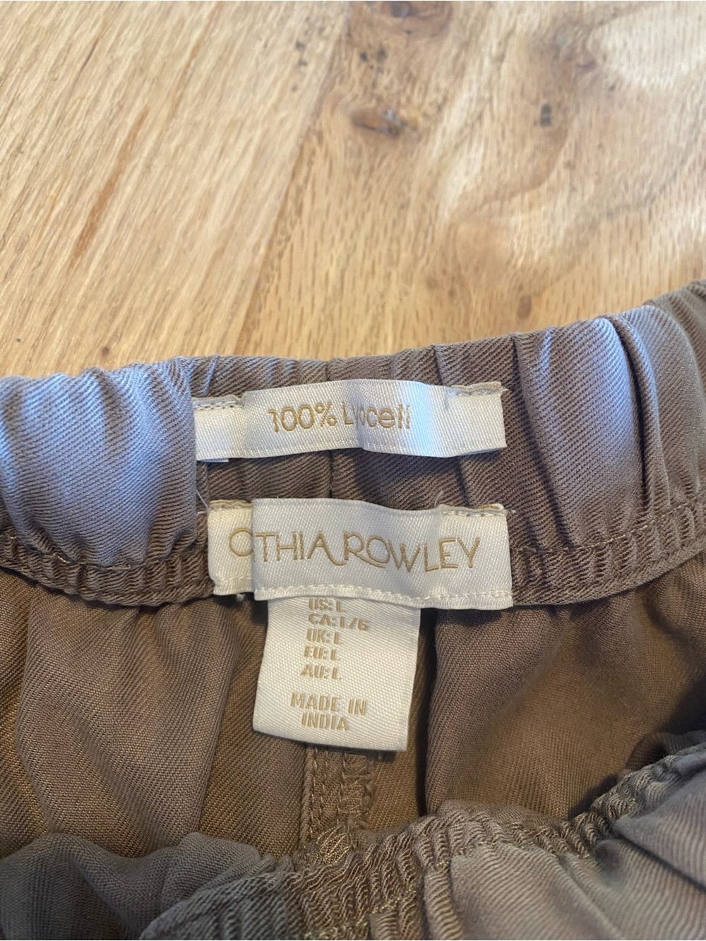 Cynthia Rowley Women's Taupe Drawstring Linen Relaxed Pants Large - Picture 3 of 7